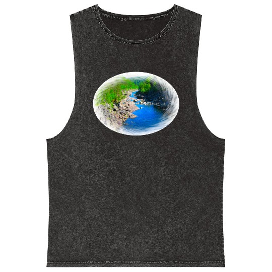 A river running through a valley in the wilderness Mineral Wash Tank Tops