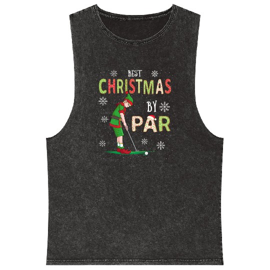 Golf Elf Pun Golfer Christmas Golfing Mineral Wash Tank Tops