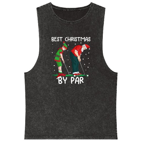 Golf Elf Golfer Christmas Santa Claus Golfing Mineral Wash Tank Tops