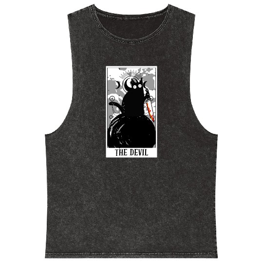 The Devil Tarot Card Funny Cat Tarot Card A Tarot Mineral Wash Tank Tops