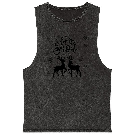 Let it snow with deer and snowflakes Mineral Wash Tank Tops