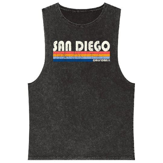 Vintage 70S 80S Style San Diego Ca Mineral Wash Tank Tops