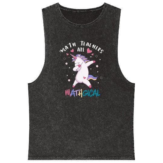 Math Teacher Unicorn Mineral Wash Tank Tops