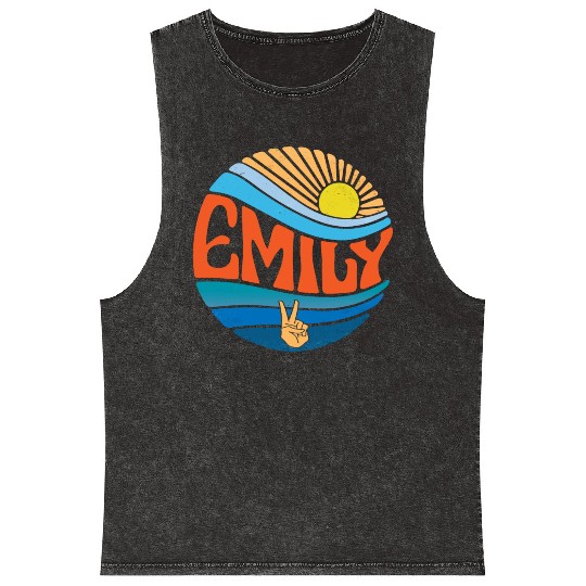 Emily Mineral Wash Tank Tops Vintage Sunset Emily Groovy Tie Dye