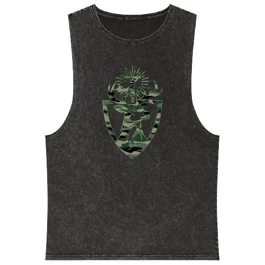 Hubert Hubertus Patron Saint Of Hunters Stag Camo Mineral Wash Tank Tops