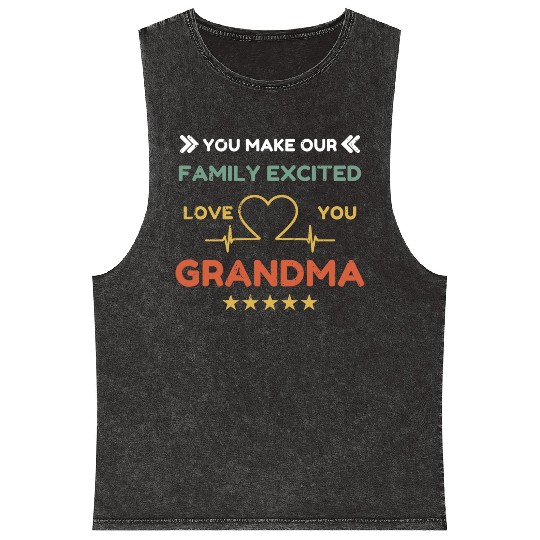 You make family excited love Grandma Heart Beat Mineral Wash Tank Tops