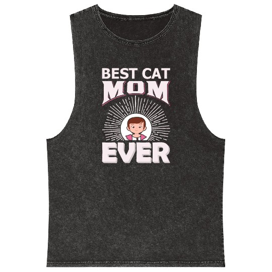 Best Cat Mom ever Mineral Wash Tank Tops