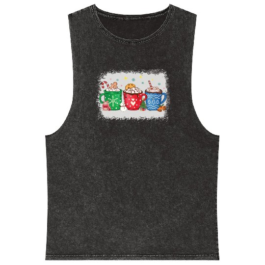 Christmas Hot Chocolate Peppermint Mocha Mineral Wash Tank Tops