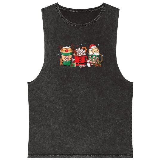 Christmas Hot Chocolate Cup Mineral Wash Tank Tops
