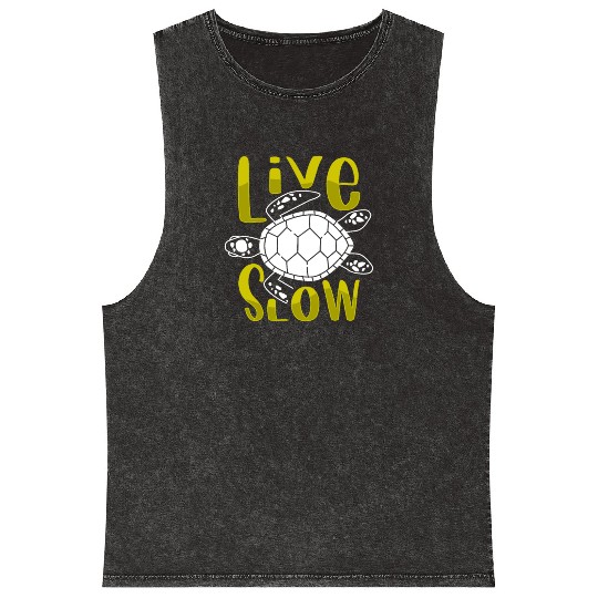 Relax and Live Slow Sea Turtle Beachy Vacation Mineral Wash Tank Tops