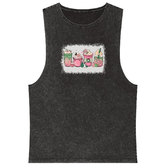 Hot Chocolate Cup Peppermint Mocha Mineral Wash Tank Tops