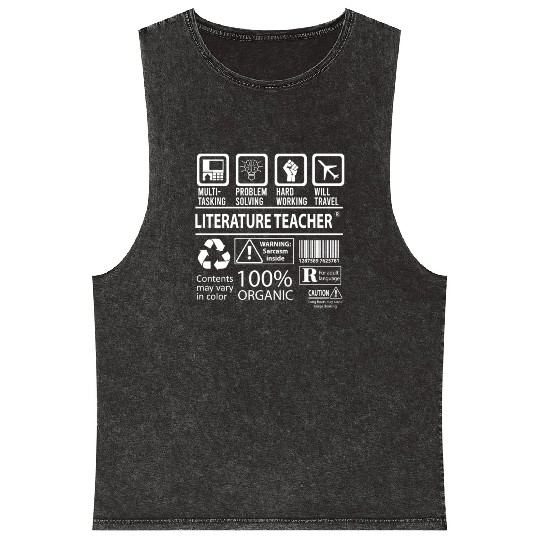 Literature Teacher Mineral Wash Tank Tops - Multitasking Job Gift