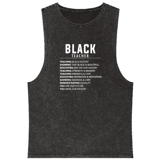 Black Teacher Idea For Women & Melanin Educators Mineral Wash Tank Tops