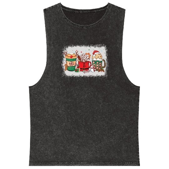 Christmas Hot Chocolate Cup Mineral Wash Tank Tops