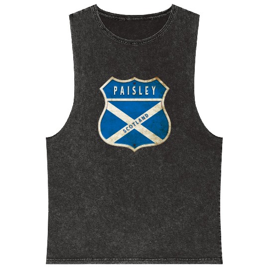 Paisley Scotland coat of arms flag design Mineral Wash Tank Tops