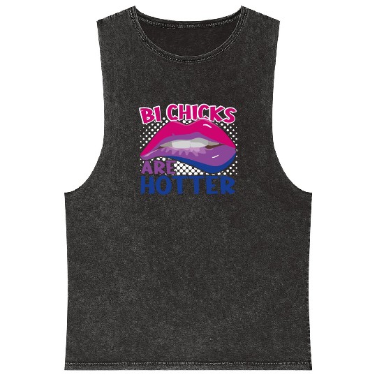 Bi Chicks Are Hotter Bisexual Pride Flag Lips Mineral Wash Tank Tops