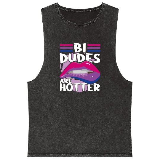 Bi Dudes Are Hotter Bisexual Pride Flag Lips Mineral Wash Tank Tops
