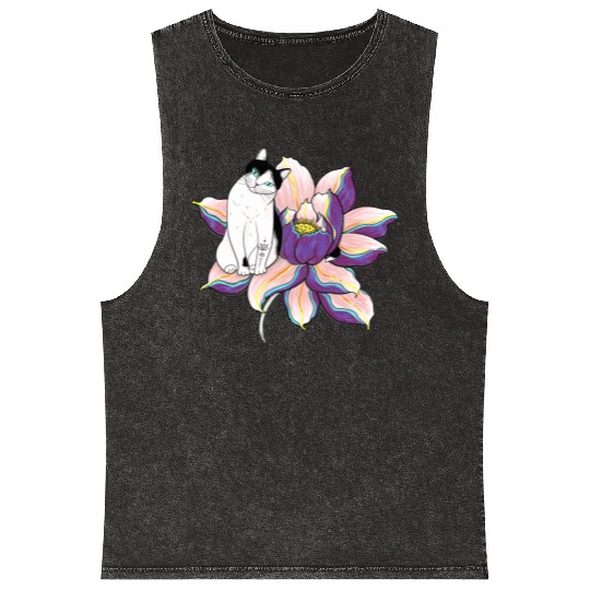 Lotus Cat Mineral Wash Tank Tops