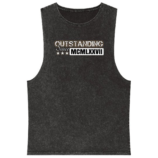Outstanding Since 1977 Roman Number MCMLXXVII Mineral Wash Tank Tops