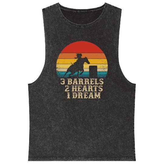 Barrel Racing Horse Riding 3 Barrels 2 Hearts 1 Dr Mineral Wash Tank Tops