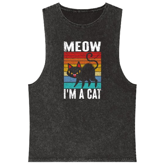 Meow I'm a cat Mineral Wash Tank Tops