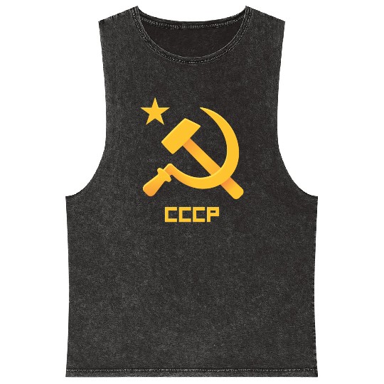 USSR Soviet Union Russia Hammer Sickel USSR Flag C Mineral Wash Tank Tops