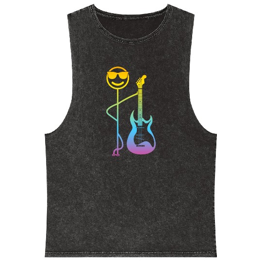 Funny Guitar Player - Funny Stick Figure Bass Guit Mineral Wash Tank Tops