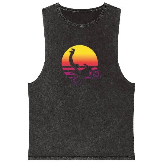 Motocross Jump Vaporwave Sunset Dirtbike Stunt Mineral Wash Tank Tops