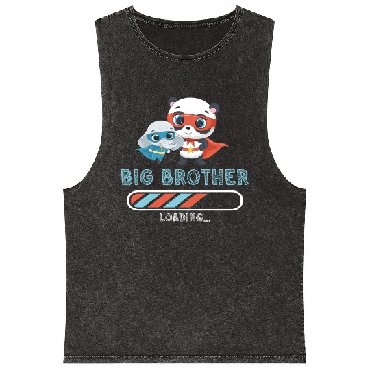 Big brother super hero panda elephant Mineral Wash Tank Tops