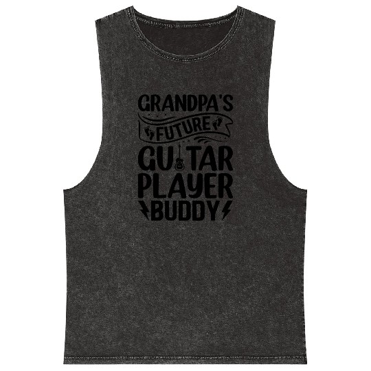 Newborn Guitar Player - Grandpa's Future Guitar Pl Mineral Wash Tank Tops