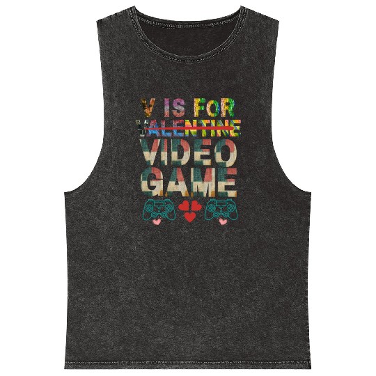 V is for not valentine video game Apparel Mineral Wash Tank Tops