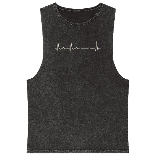 Private Jet Airplane. Heart. Love. EKG. Pulse. Mineral Wash Tank Tops
