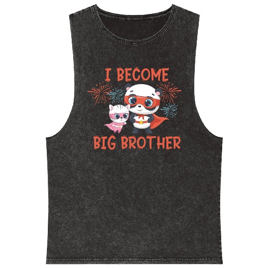 Big brother super hero panda cat 2023 Mineral Wash Tank Tops
