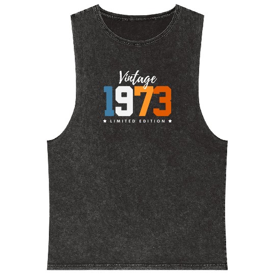 50 Years Vintage 1973 Retro 50th Birthday Mineral Wash Tank Tops