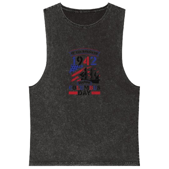Columbus Day 1942 American Italian Christopher Mineral Wash Tank Tops