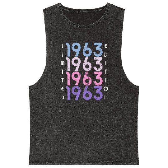 60 Years Vintage 1963 Retro 60th Birthday Mineral Wash Tank Tops
