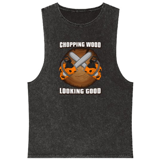 chainsaw Lumberjack Mineral Wash Tank Tops