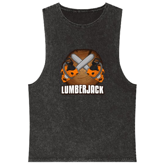chainsaw Lumberjack Mineral Wash Tank Tops