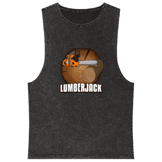 chainsaw Lumberjack Mineral Wash Tank Tops