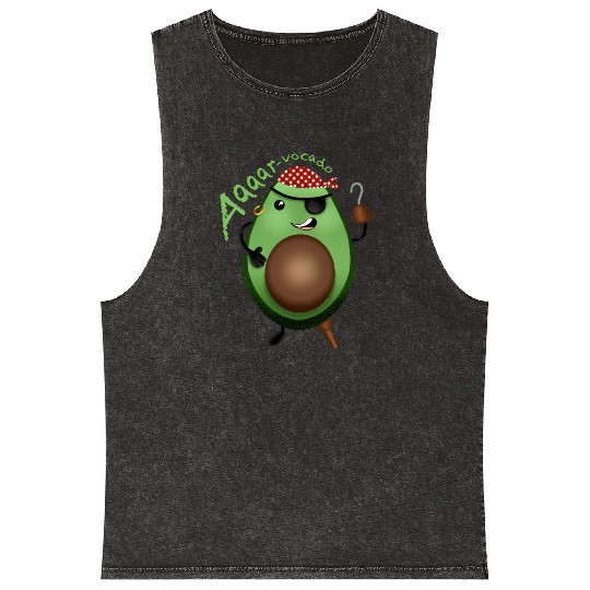Avocado Pirate - character design Mineral Wash Tank Tops