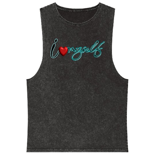 I Love myself Mineral Wash Tank Tops
