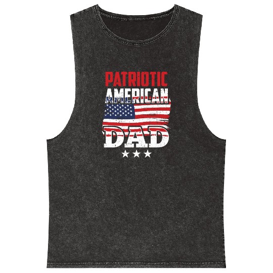 Patriotic American Dad Patriot US USA Mineral Wash Tank Tops