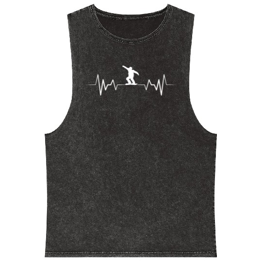 Snowboarding Heartbeat Line Mineral Wash Tank Tops