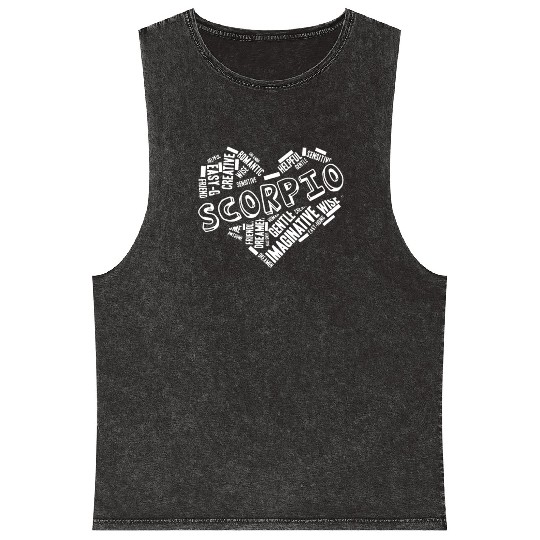 Scorpio Heart Word Cloud Doodle Astrology Zodiac S Mineral Wash Tank Tops