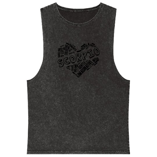 Scorpio Heart Word Cloud Doodle Astrology Zodiac S Mineral Wash Tank Tops