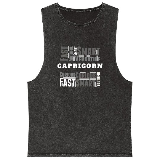 Capricorn Zodiac Star Sign Word Cloud Square Monoc Mineral Wash Tank Tops