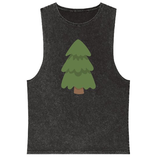 Cartoon Evergreen Tree Mineral Wash Tank Tops