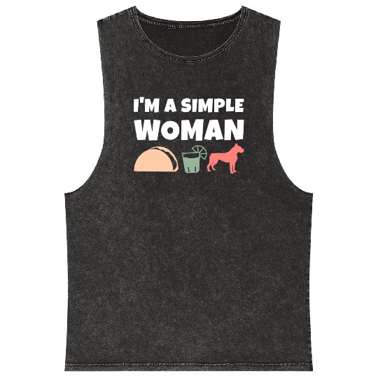 I'm A Simple Woman Tacos Tequila Boxer Dog Mineral Wash Tank Tops