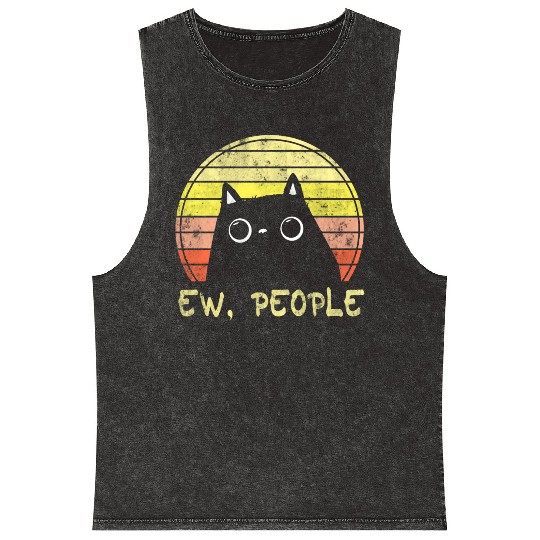 Ew, People Vintage Funny Cat Lover Gift Mineral Wash Tank Tops
