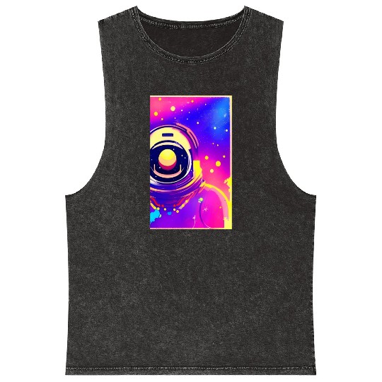 Astronaut neon colors Mineral Wash Tank Tops
